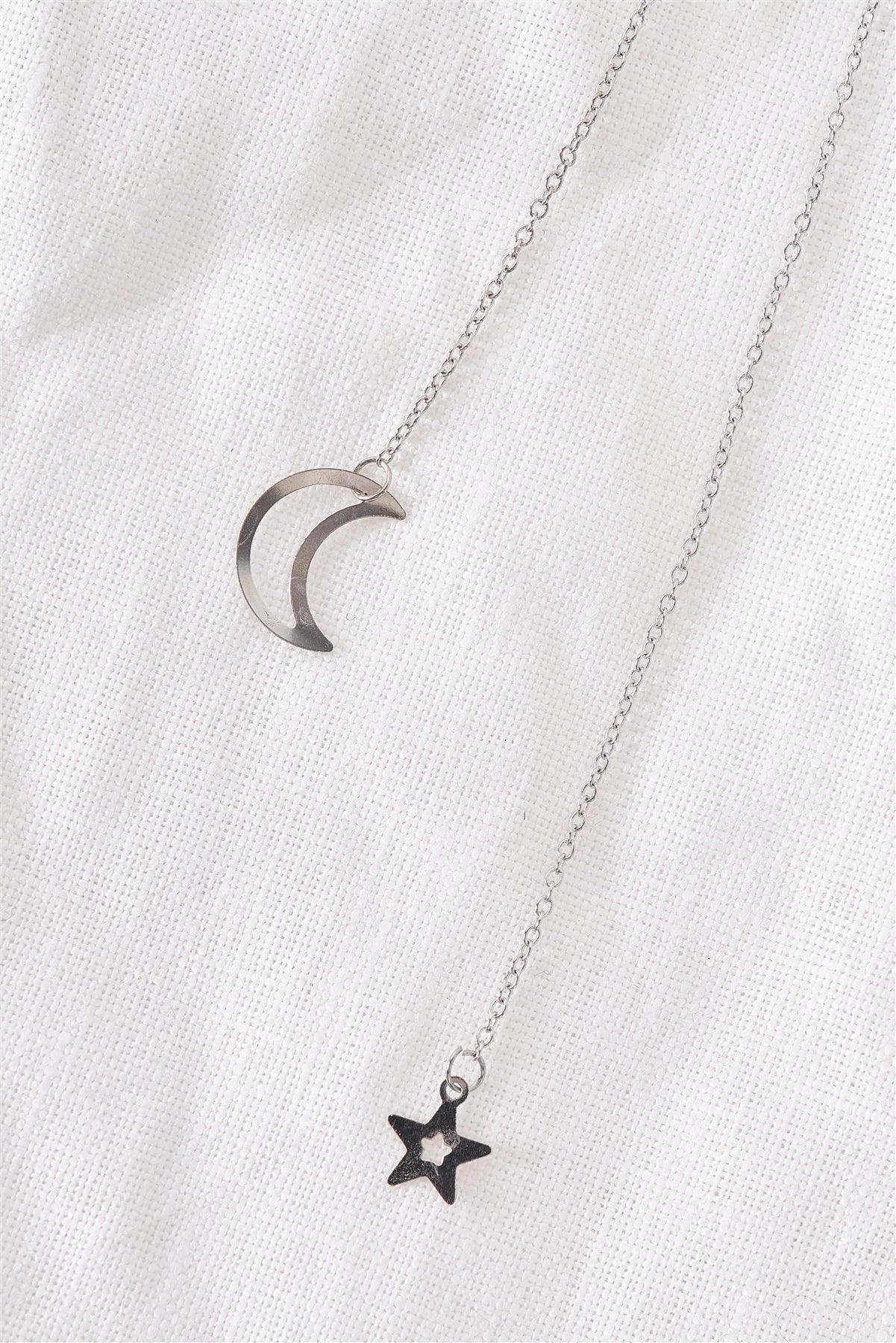 Silver Moon & Star Chain—open necklace