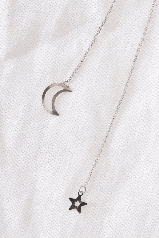 Silver Moon & Star Chain—open necklace